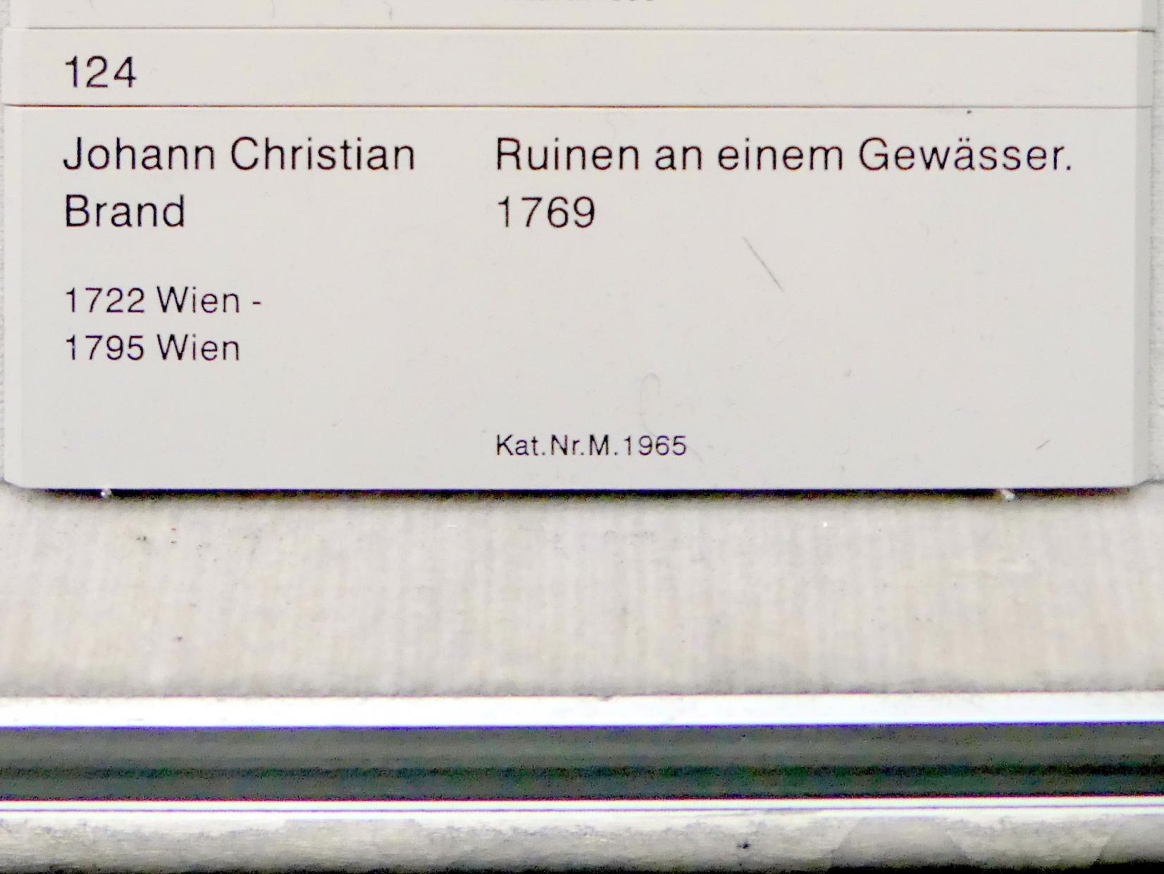 Johann Christian Brand (1745–1776), Ruinen an einem Gewässer, Berlin, Gemäldegalerie ("Berliner Wunder"), Kabinett 34, 1769, Bild 2/2