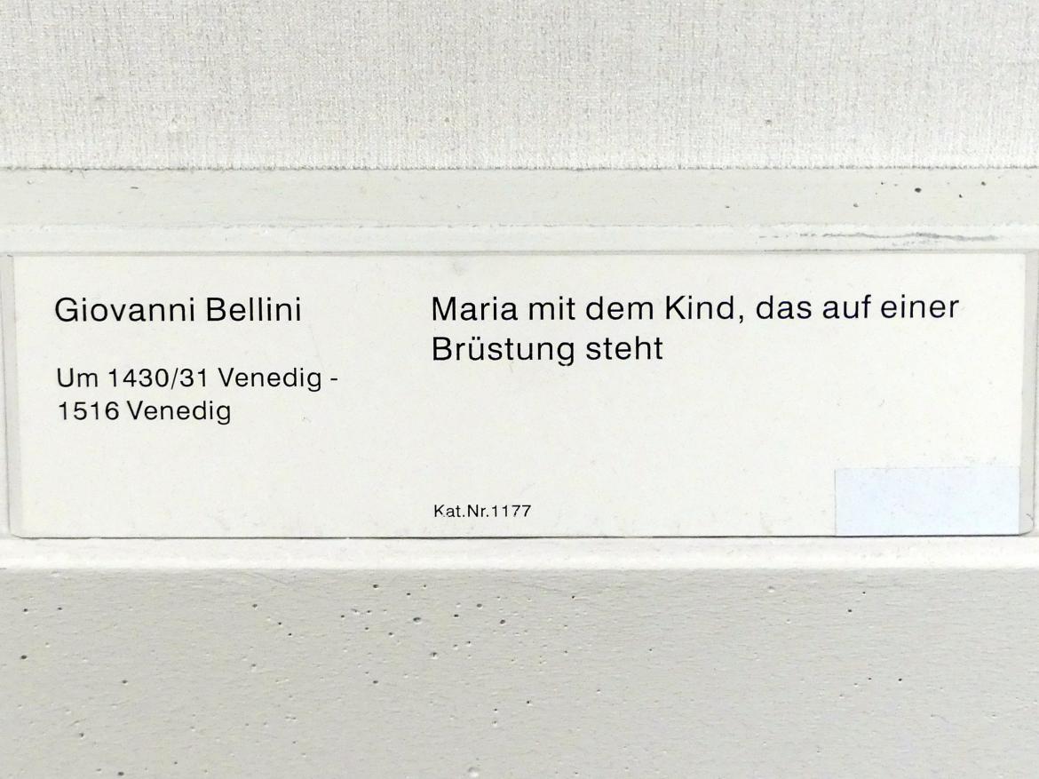 Giovanni Bellini (1452–1515), Maria mit Kind, das auf einer Brüstung steht, Berlin, Gemäldegalerie ("Berliner Wunder"), Kabinett 37, Undatiert, Bild 2/2