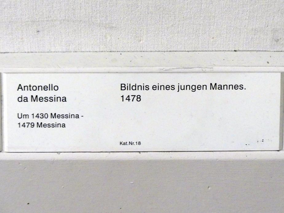 Antonello da Messina (1464–1478), Bildnis eines jungen Mannes, Berlin, Gemäldegalerie ("Berliner Wunder"), Kabinett 37, 1478, Bild 2/2