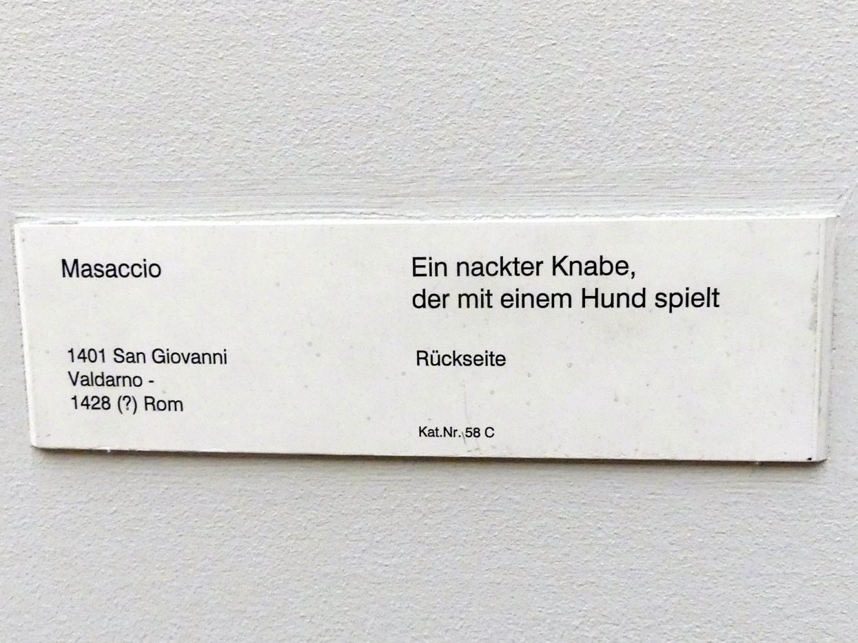 Masaccio (1426–1428), Ein nackter Knabe, der mit einem Hund spielt, Berlin, Gemäldegalerie ("Berliner Wunder"), Kabinett 39, Undatiert, Bild 2/2