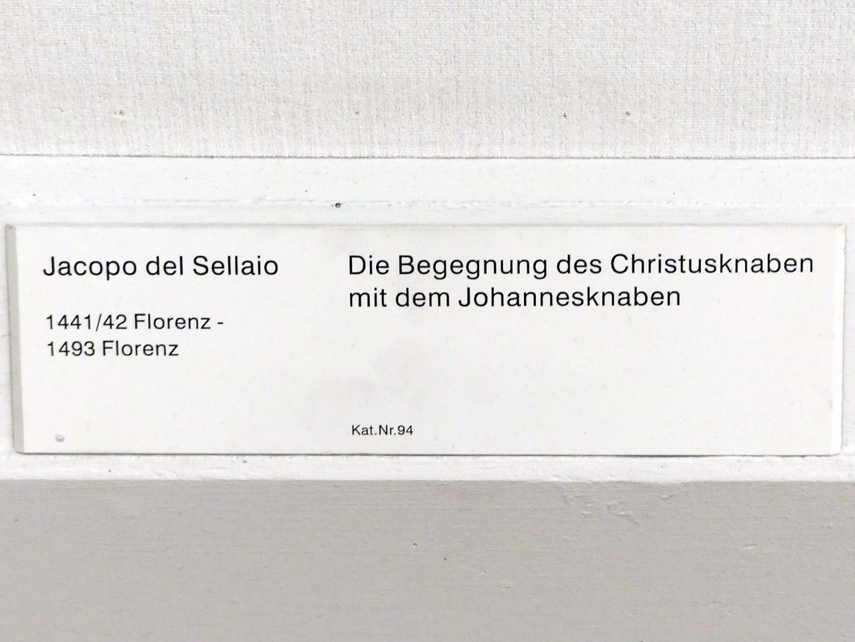 Jacopo del Sellaio (1469–1480), Die Begegnung des Christusknaben mit dem Johannesknaben, Berlin, Gemäldegalerie ("Berliner Wunder"), Kabinett 39, Undatiert, Bild 2/2