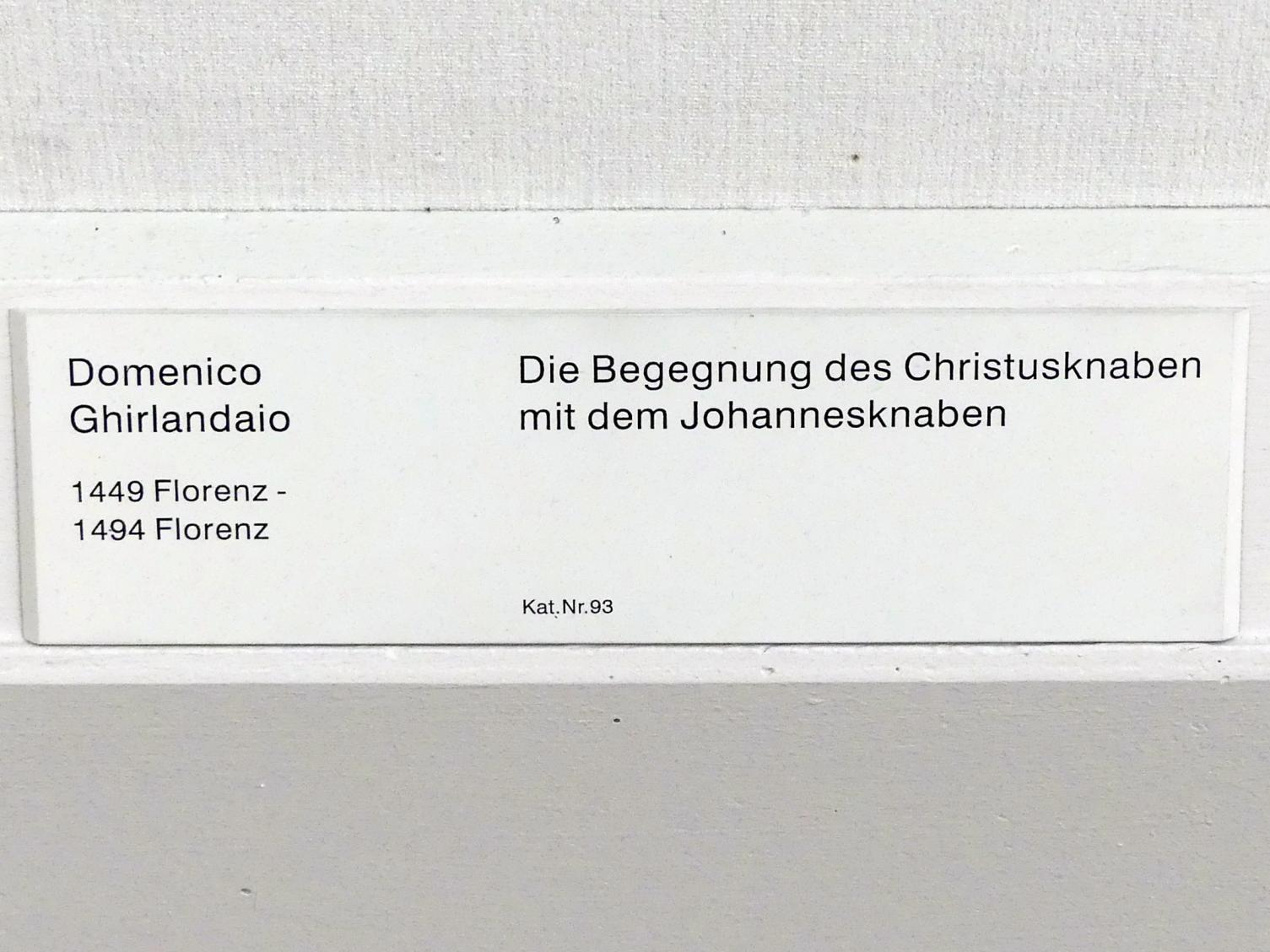 Domenico Ghirlandaio (1473–1494), Die Begegnung des Christusknaben mit dem Johannesknaben, Berlin, Gemäldegalerie ("Berliner Wunder"), Kabinett 39, Undatiert, Bild 2/2