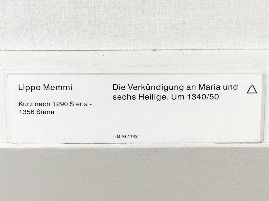Lippo Memmi (1330–1350), Die Verkündigung an Maria und sechs Heilige, Berlin, Gemäldegalerie ("Berliner Wunder"), Kabinett 40, um 1340–1350, Bild 2/2