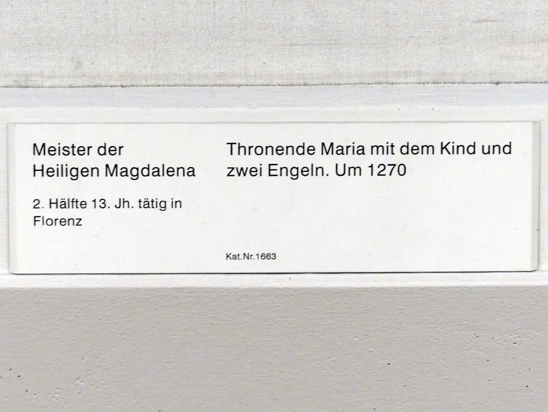 Meister der Heiligen Magdalena (1270–1290), Thronende Maria mit dem Kind und zwei Engeln, Berlin, Gemäldegalerie ("Berliner Wunder"), Kabinett 41, um 1270, Bild 2/2