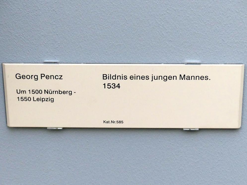 Georg Pencz (1528–1548), Bildnis eines jungen Mannes, Berlin, Gemäldegalerie ("Berliner Wunder"), Kabinett 1, 1534, Bild 2/2