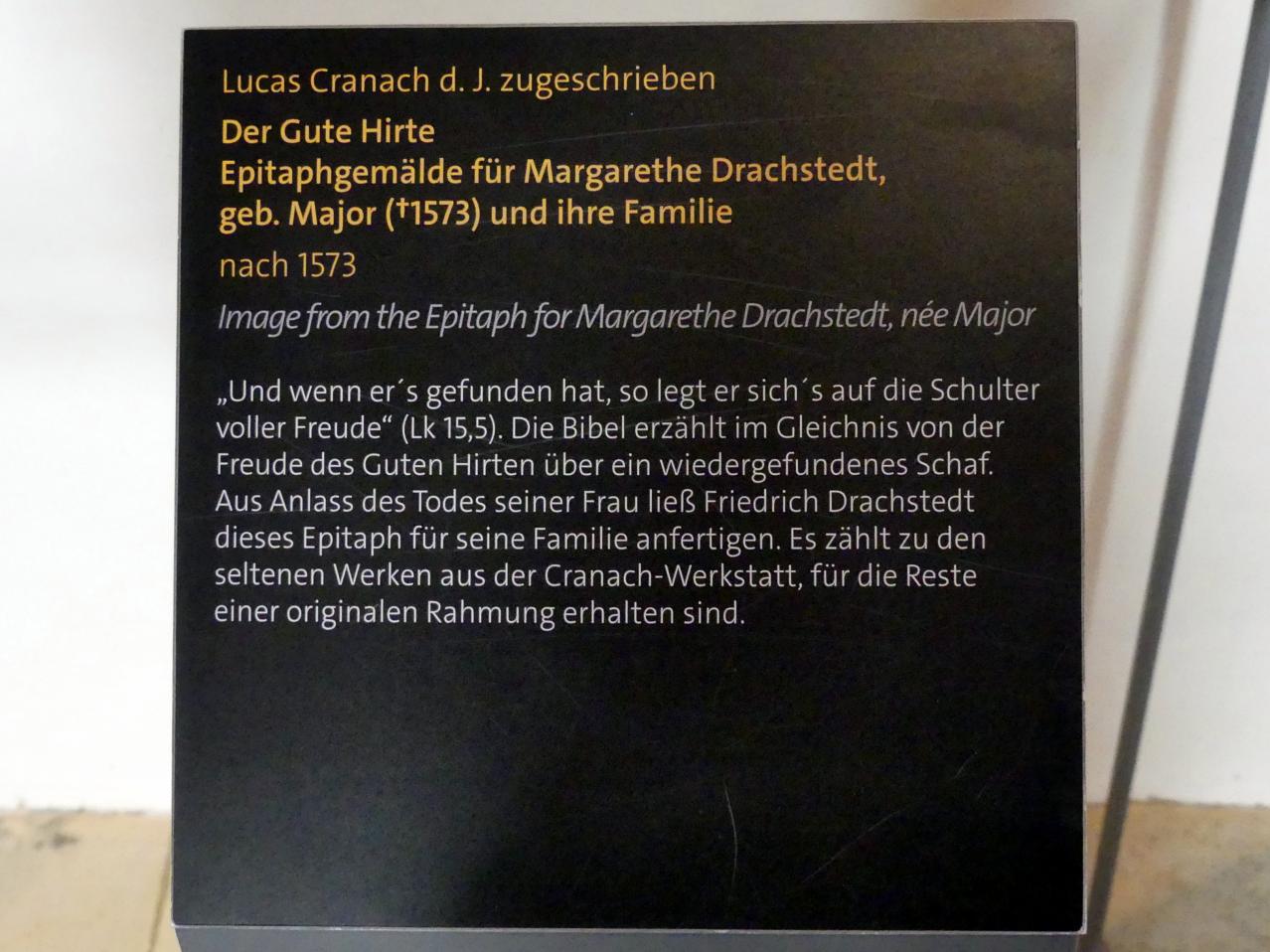 Lucas Cranach der Jüngere (1537–1586), Der Gute Hirte, Lutherstadt Wittenberg, Stadt- und Pfarrkirche St. Marien, nach 1573, Bild 3/3