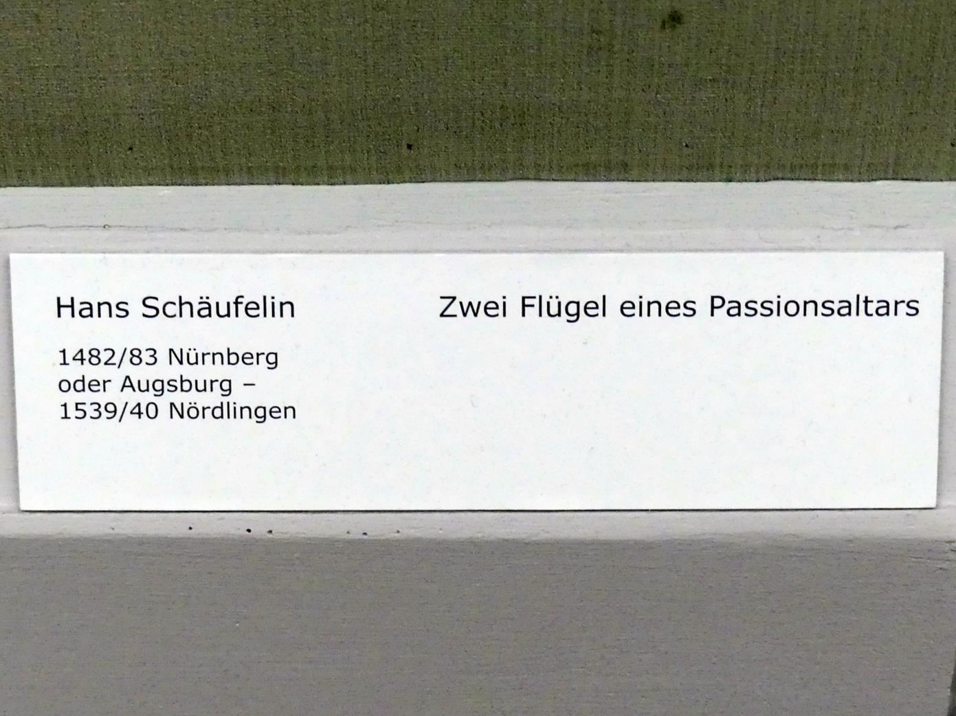Hans Schäufelein (1503–1531), Zwei Flügel eines Passionsaltars, Berlin, Gemäldegalerie ("Berliner Wunder"), Kabinett 2, Undatiert, Bild 2/3