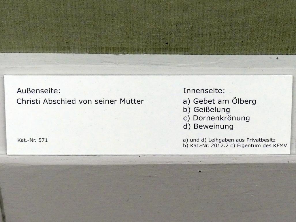 Hans Schäufelein (1503–1531), Zwei Flügel eines Passionsaltars, Berlin, Gemäldegalerie ("Berliner Wunder"), Kabinett 2, Undatiert, Bild 3/3