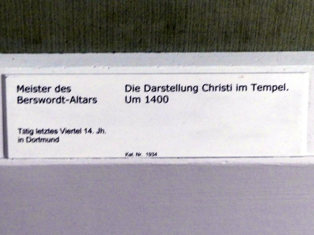 Meister des Berswordt-Altars (1400), Die Darstellung Christi im Tempel, Berlin, Gemäldegalerie ("Berliner Wunder"), Kabinett 4, um 1400, Bild 2/2
