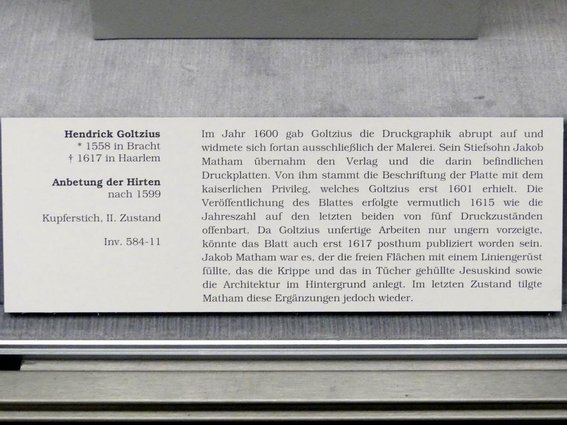 Hendrick Goltzius (1578–1616), Anbetung der Hirten, Berlin, Gemäldegalerie ("Berliner Wunder"), Kabinett 5, nach 1599, Bild 3/3