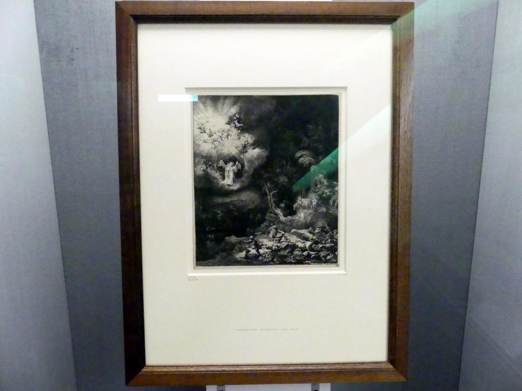Rembrandt (Rembrandt Harmenszoon van Rijn) (1627–1669), Verkündigung an die Hirten, Berlin, Gemäldegalerie ("Berliner Wunder"), Kabinett 5, 1634, Bild 2/3