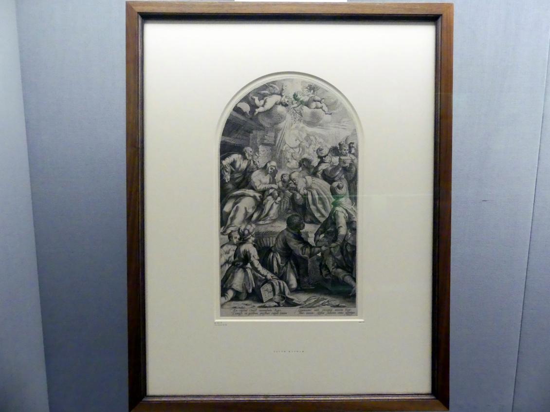 Jakob Matham (1594–1595), Anbetung der Könige, Berlin, Gemäldegalerie ("Berliner Wunder"), Kabinett 5, um 1594, Bild 2/3
