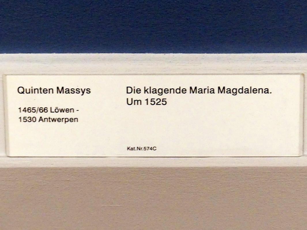 Quinten Massys (1514–1530), Die klagende Maria Magdalena, Berlin, Gemäldegalerie ("Berliner Wunder"), Kabinett 6, um 1525, Bild 2/2