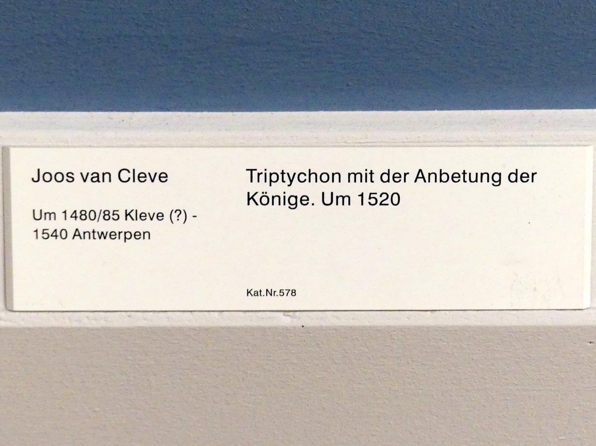 Joos van Cleve (Joos van der Beke) (1507–1538), Triptychon mit der Anbetung der Könige, Berlin, Gemäldegalerie ("Berliner Wunder"), Kabinett 6, um 1520, Bild 2/2