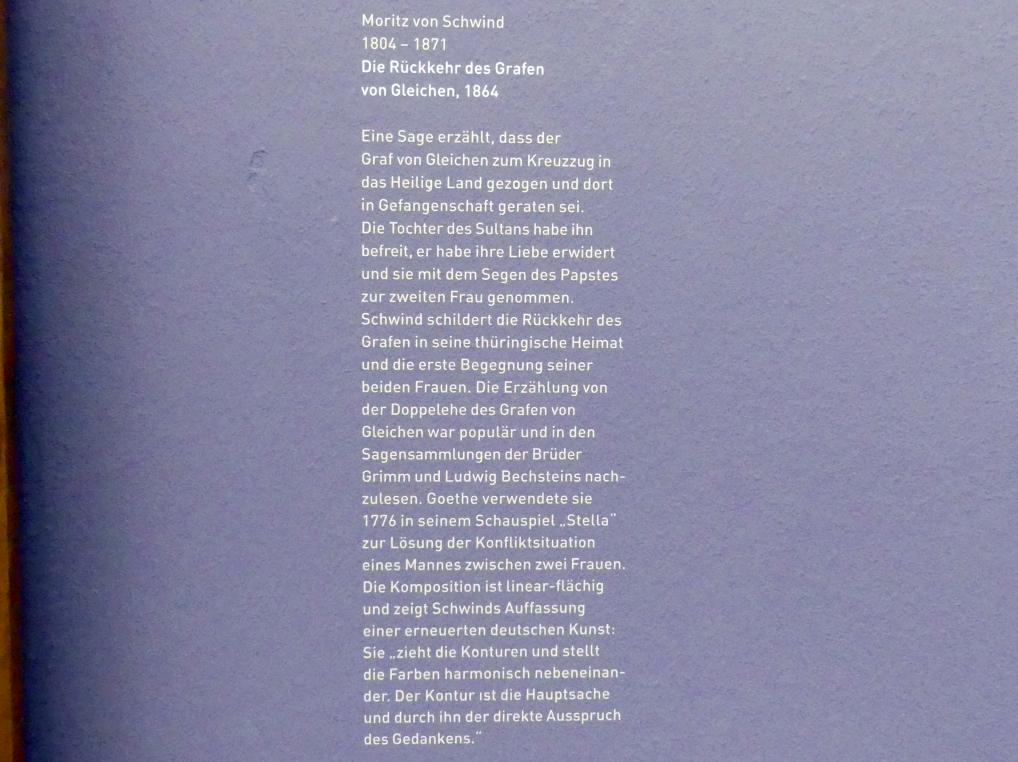 Moritz von Schwind (1836–1865), Die Rückkehr des Grafen von Gleichen, München, Sammlung Schack, Erdgeschoss Saal 4, 1864, Bild 2/2