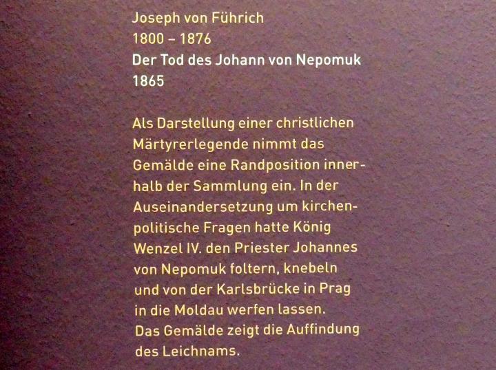Joseph von Führich (1834–1865), Der Tod des Johann von Nepomuk, München, Sammlung Schack, Erdgeschoss Saal 8, 1865, Bild 2/2
