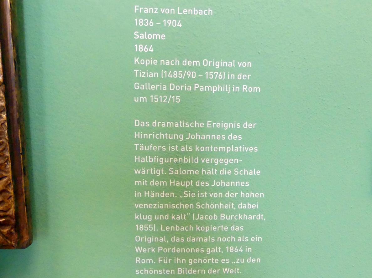 Franz von Lenbach (1858–1903), Salome, München, Sammlung Schack, Obergeschoss Saal 11, 1864, Bild 2/2