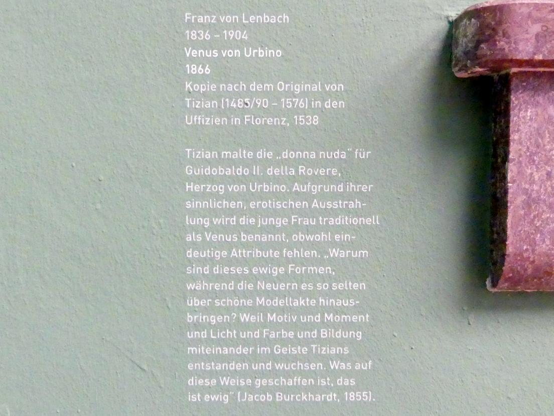 Franz von Lenbach (1858–1903), Venus von Urbino, München, Sammlung Schack, Obergeschoss Saal 11, 1866, Bild 2/2