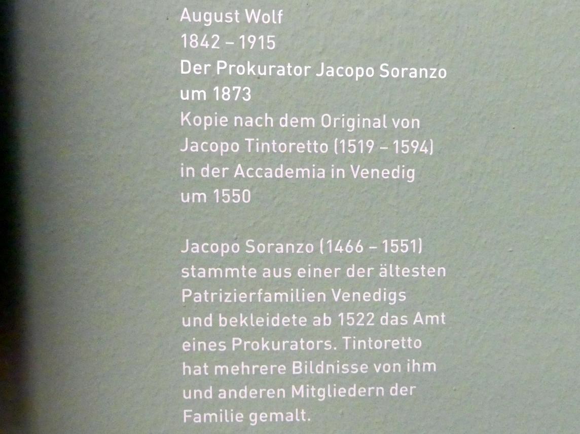 August Wolf (1870–1879), Der Prokurator Jacopo Soranzo, München, Sammlung Schack, Obergeschoss Saal 11, um 1873, Bild 2/2