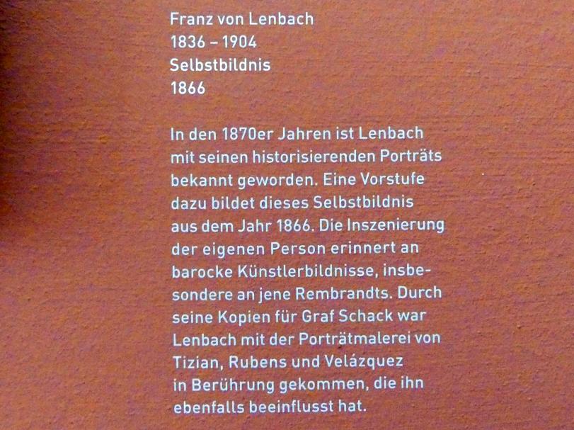 Franz von Lenbach (1858–1903), Selbstbildnis, München, Sammlung Schack, Obergeschoss Saal 12, 1866, Bild 2/2