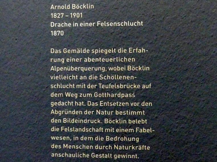 Arnold Böcklin (1851–1897), Drache in einer Felsenschlucht, München, Sammlung Schack, Obergeschoss Saal 13, 1870, Bild 2/2