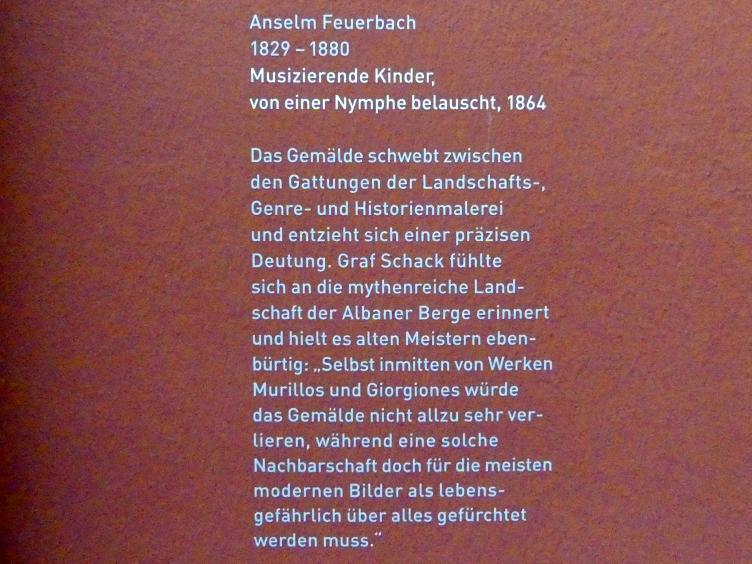 Anselm Feuerbach (1846–1878), Musizierende Kinder, von einer Nymphe belauscht, München, Sammlung Schack, Obergeschoss Saal 15, 1864, Bild 2/2