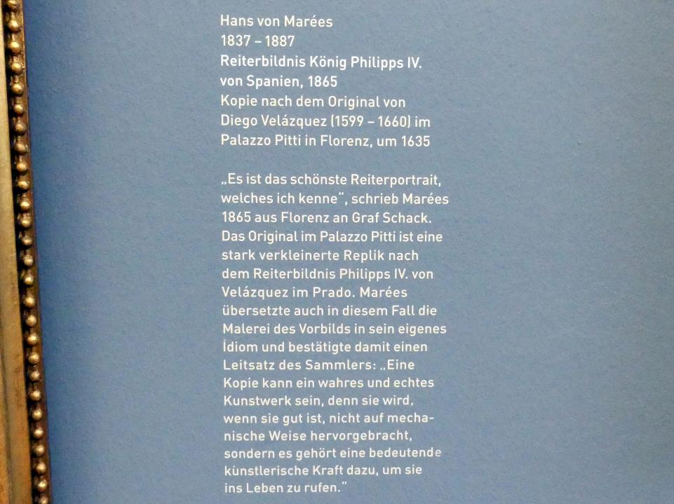 Hans von Marées (1861–1886), Reiterbildnis König Philipps IV. von Spanien, München, Sammlung Schack, Obergeschoss Saal 16, 1865, Bild 2/2