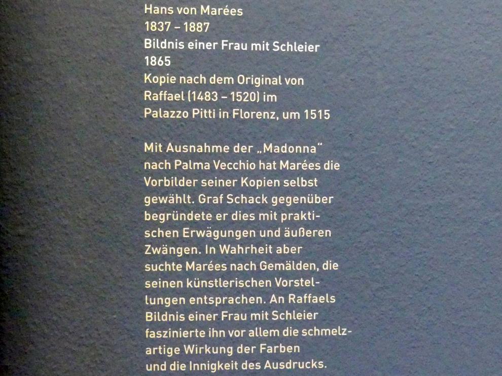 Hans von Marées (1861–1886), Bildnis einer Frau mit Schleier, München, Sammlung Schack, Obergeschoss Saal 16, 1865, Bild 2/2