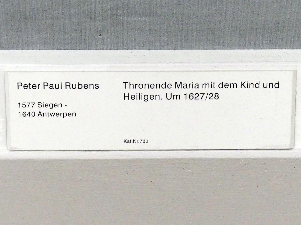 Peter Paul Rubens (1598–1640), Thronende Maria mit dem Kind und Heiligen, Berlin, Gemäldegalerie ("Berliner Wunder"), Kabinett 9, um 1627–1628, Bild 2/2