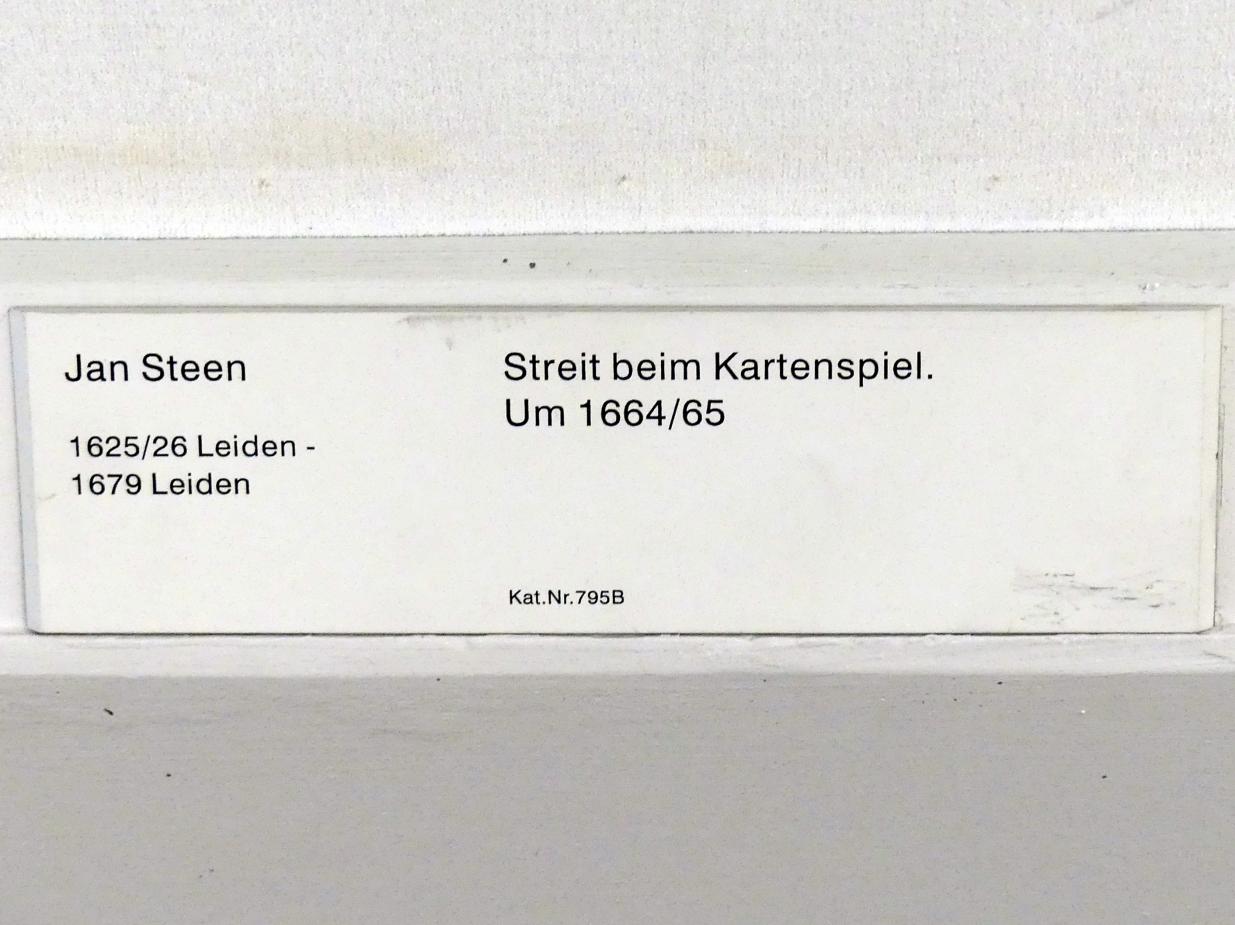 Jan Havickszoon Steen (1650–1678), Streit bei Kartenspiel, Berlin, Gemäldegalerie ("Berliner Wunder"), Kabinett 13, um 1664–1665, Bild 2/2