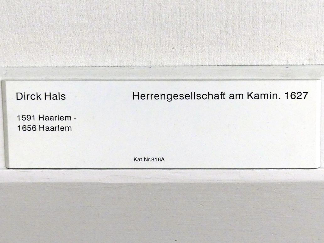 Dirck Hals (1620–1656), Herrengesellschaft am Kamin, Berlin, Gemäldegalerie ("Berliner Wunder"), Kabinett 13, 1627, Bild 2/2