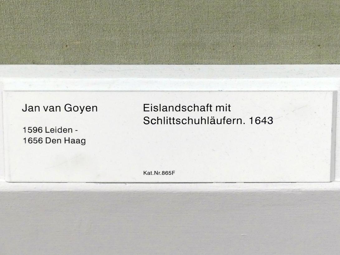 Jan van Goyen (1621–1657), Eislandschaft mit Schlittschuhläufern, Berlin, Gemäldegalerie ("Berliner Wunder"), Kabinett 14, 1643, Bild 2/2