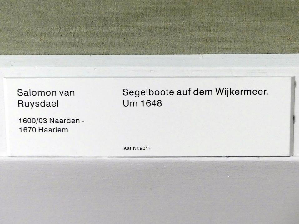 Salomon van Ruysdael (1631–1665), Segelboote auf dem Wijkermeer, Berlin, Gemäldegalerie ("Berliner Wunder"), Kabinett 14, um 1648, Bild 2/2