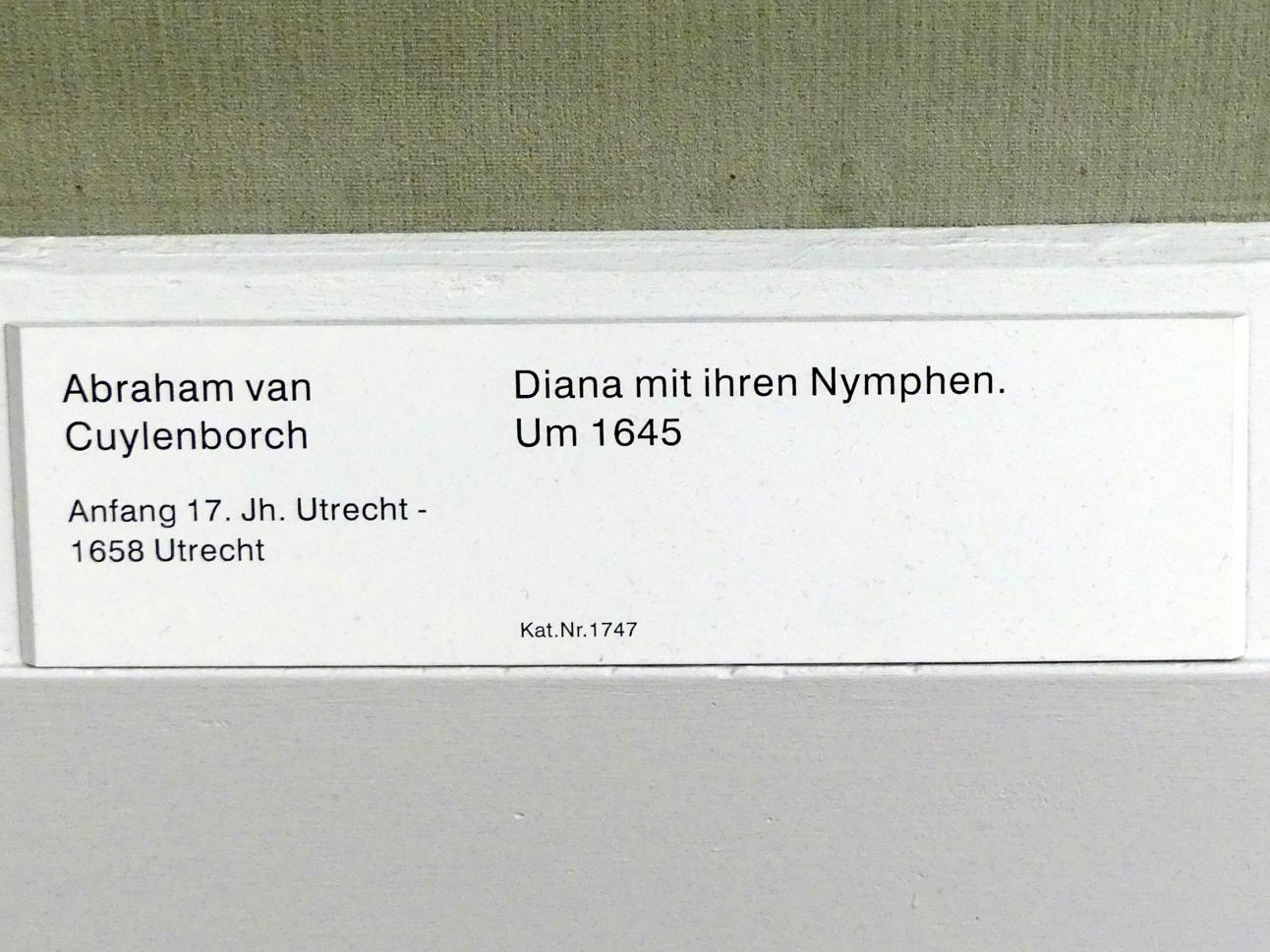 Abraham van Cuylenborch (1645), Diana mit ihren Nymphen, Berlin, Gemäldegalerie ("Berliner Wunder"), Kabinett 14, um 1645, Bild 2/2