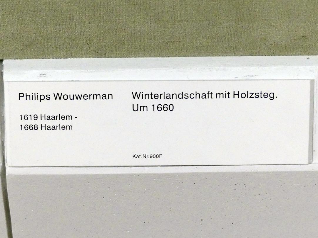 Philips Wouwerman (1645–1665), Winterlandschaft mit Holzsteg, Berlin, Gemäldegalerie ("Berliner Wunder"), Kabinett 15, um 1660, Bild 2/2