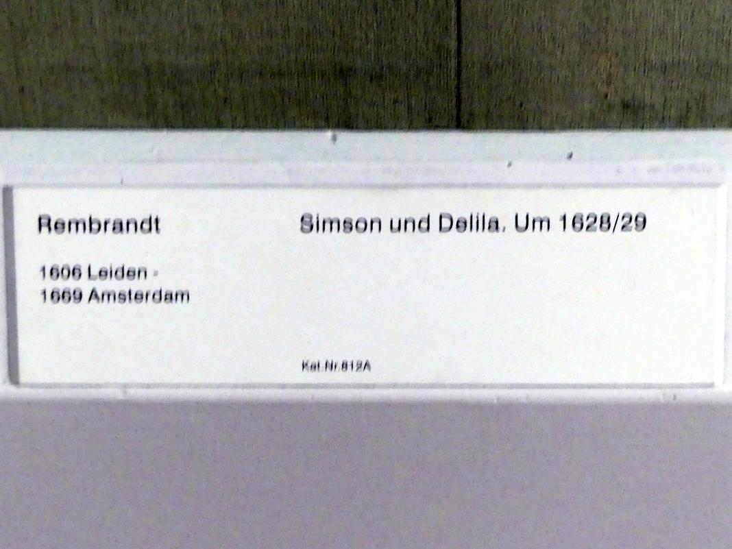 Rembrandt (Rembrandt Harmenszoon van Rijn) (1627–1669), Simson und Delila, Berlin, Gemäldegalerie ("Berliner Wunder"), Kabinett 16, um 1628–1629, Bild 2/2