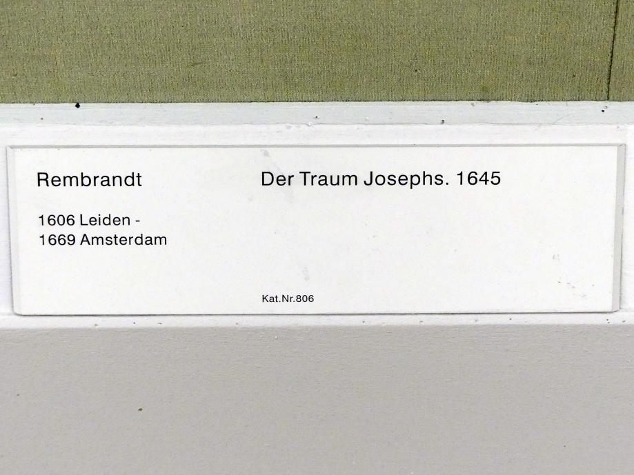 Rembrandt (Rembrandt Harmenszoon van Rijn) (1627–1669), Der Traum Josephs, Berlin, Gemäldegalerie ("Berliner Wunder"), Kabinett 16, 1645, Bild 2/2