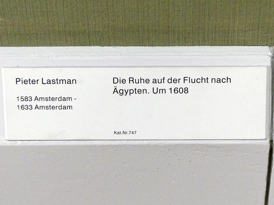 Pieter Lastman (1608–1629), Die Ruhe auf der Flucht, Berlin, Gemäldegalerie ("Berliner Wunder"), Kabinett 16, um 1608, Bild 2/2