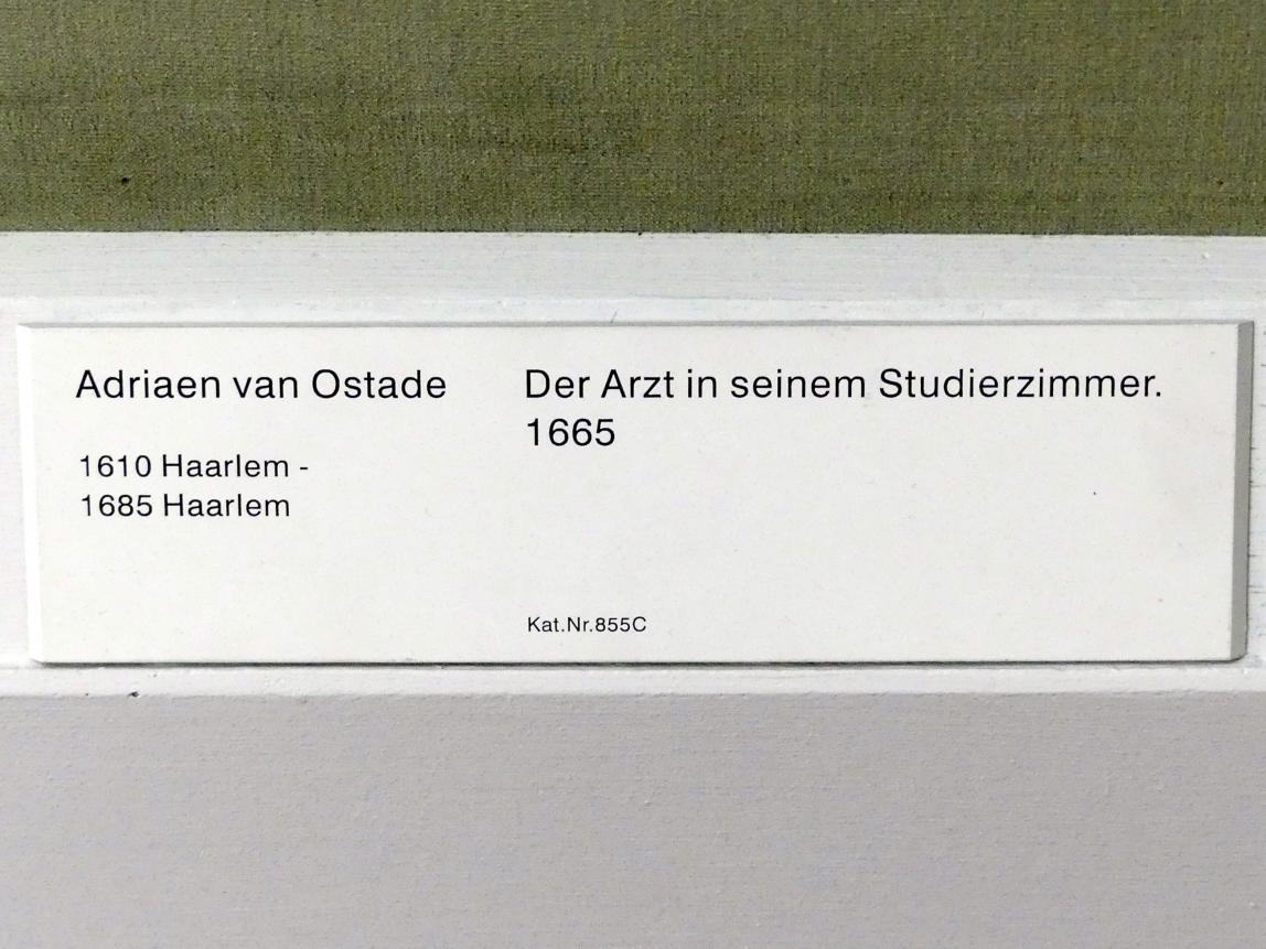 Adriaen van Ostade (1635–1670), Der Arzt in seinem Studierzimmer, Berlin, Gemäldegalerie ("Berliner Wunder"), Kabinett 17, 1665, Bild 2/2