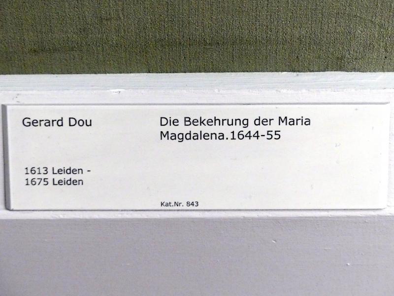 Gerard Dou (Gerrit Dou) (1629–1672), Die Bekehrung der Maria Magdalena, Berlin, Gemäldegalerie ("Berliner Wunder"), Kabinett 18, 1644–1655, Bild 2/2
