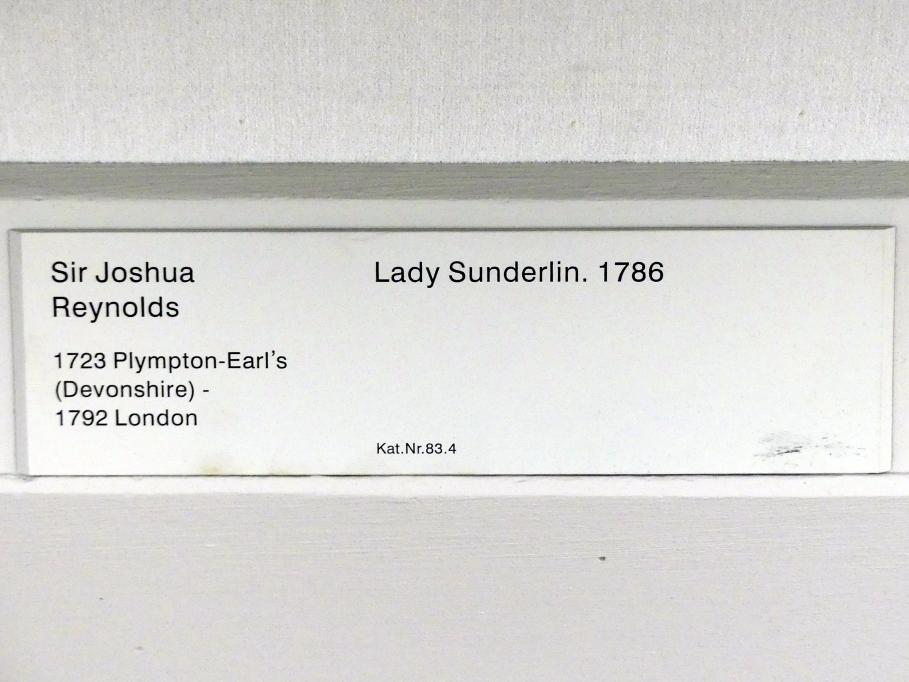Joshua Reynolds (1754–1789), Lady Sunderlin, Berlin, Gemäldegalerie ("Berliner Wunder"), Kabinett 20, 1786, Bild 2/2