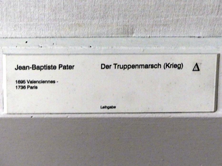 Jean-Baptiste Pater (1730–1736), Der Truppenmarsch (Krieg), Berlin, Gemäldegalerie ("Berliner Wunder"), Kabinett 21, Undatiert, Bild 2/2