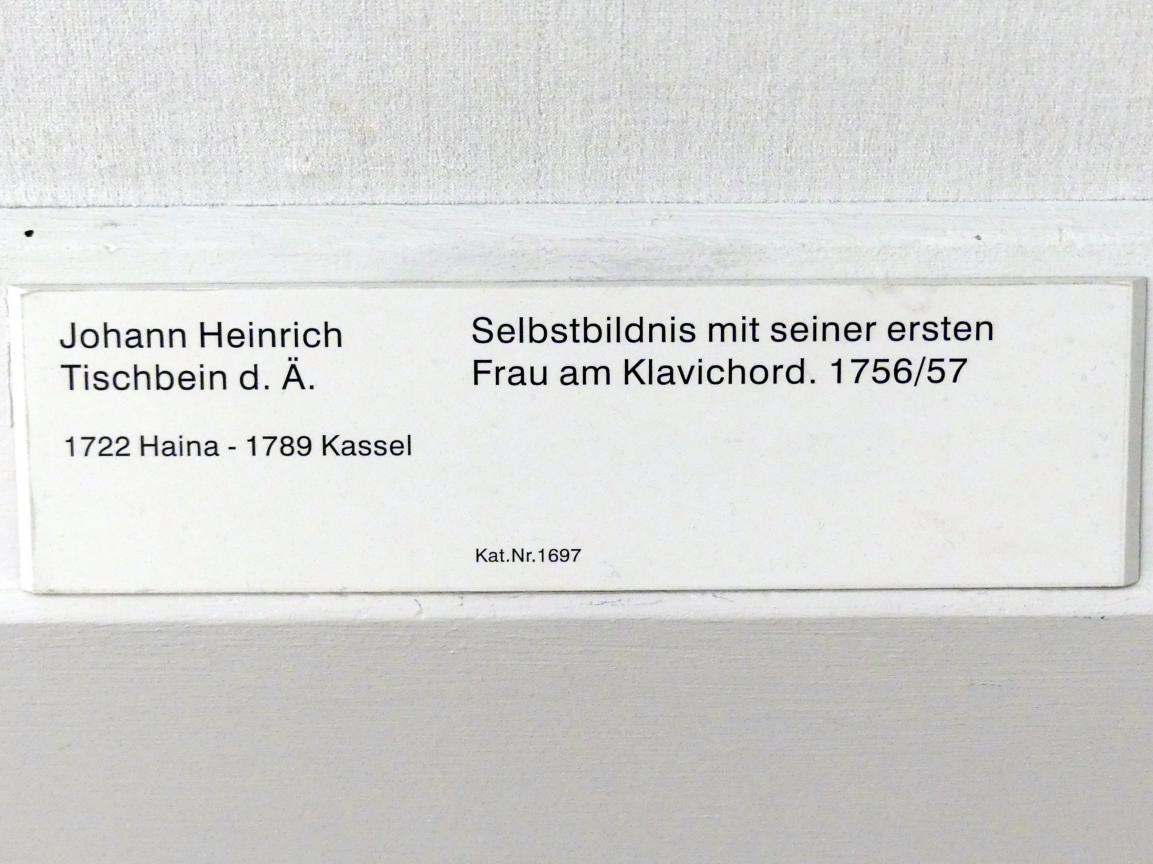 Johann Heinrich Tischbein der Ältere (1754–1789), Selbstbildnis mit seiner ersten Frau am Klavichord, Berlin, Gemäldegalerie ("Berliner Wunder"), Kabinett 22, 1756–1757, Bild 2/2