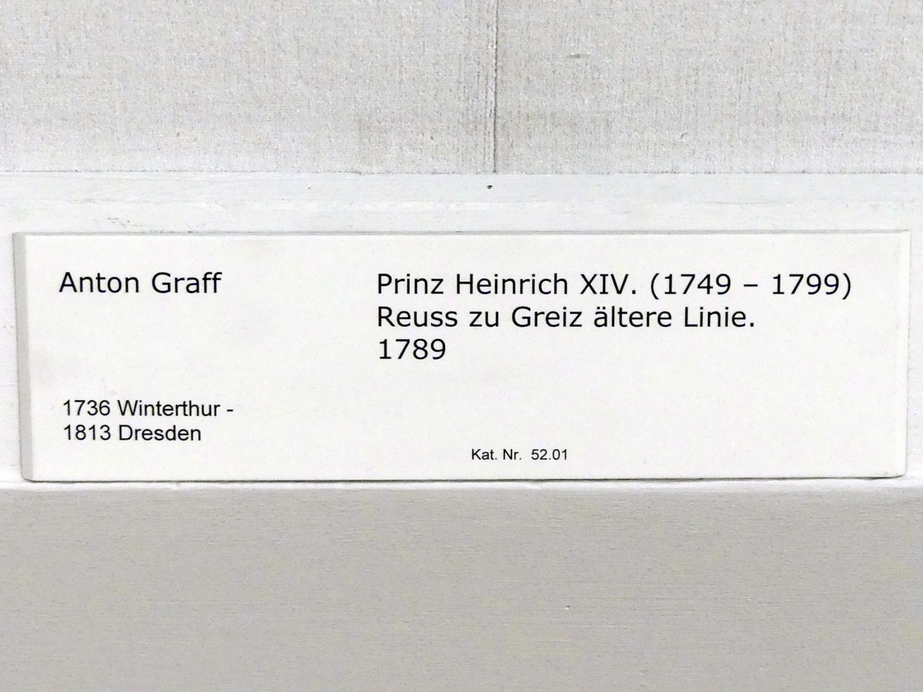 Anton Graff (1761–1807), Prinz Heinrich XIV. (1749-1799) Reuss zu Greiz ältere Linie, Berlin, Gemäldegalerie ("Berliner Wunder"), Kabinett 22, 1789, Bild 2/2