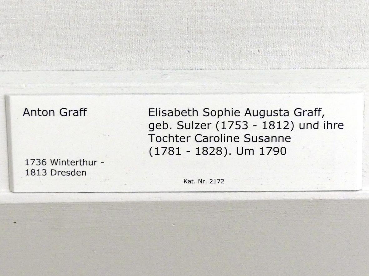 Anton Graff (1761–1807), Elisabeth Sophie Augusta Graff, geb. Sulzer (1753-1812) und ihre Tochter Caroline Susanne (1781-1828), Berlin, Gemäldegalerie ("Berliner Wunder"), Kabinett 22, um 1790, Bild 2/2