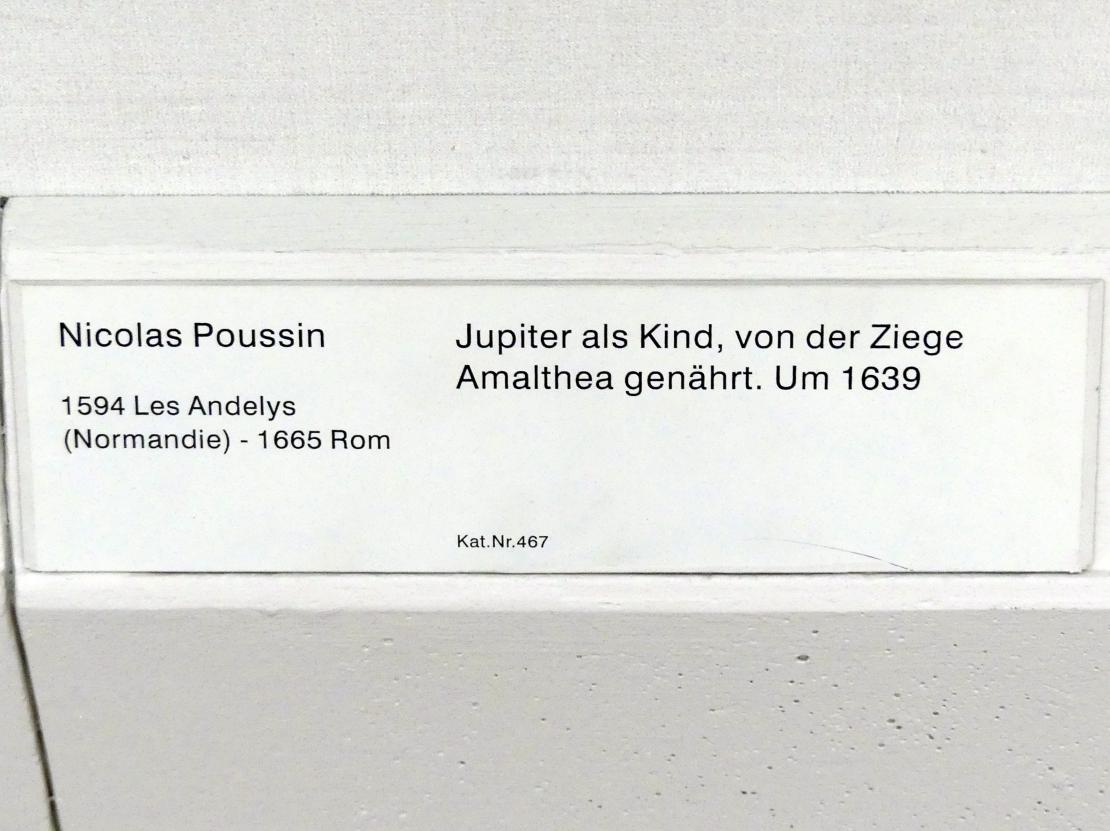 Nicolas Poussin (1624–1663), Jupiter als Kind, von der Ziege Amalthea genährt, Berlin, Gemäldegalerie ("Berliner Wunder"), Kabinett 25, um 1639, Bild 2/2