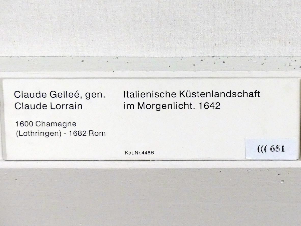 Claude Lorrain (Claude Gellée) (1628–1681), Italienische Küstenlandschaft im Morgenlicht, Berlin, Gemäldegalerie ("Berliner Wunder"), Kabinett 25, 1642, Bild 2/2