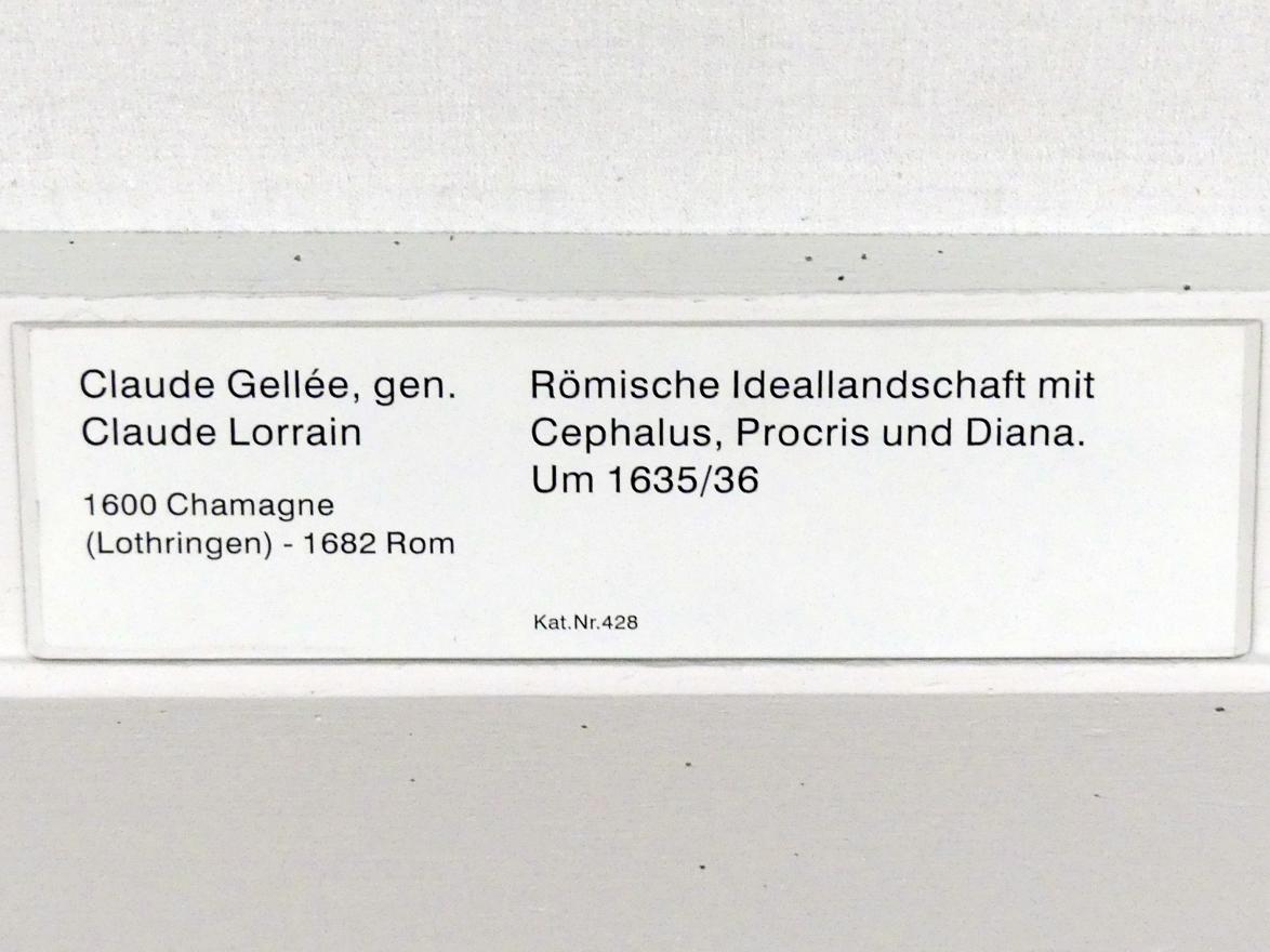 Claude Lorrain (Claude Gellée) (1628–1681), Römische Ideallandschaft mit Cephalus, Procris und Diana, Berlin, Gemäldegalerie ("Berliner Wunder"), Kabinett 25, 1635–1636, Bild 2/2