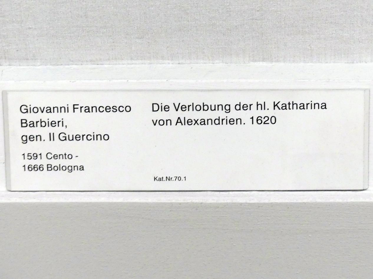 Giovanni Francesco Barbieri (Il Guercino) (1612–1659), Die Verlobung der hl Katharina von Alexandrien, Berlin, Gemäldegalerie ("Berliner Wunder"), Kabinett 26, 1620, Bild 2/2