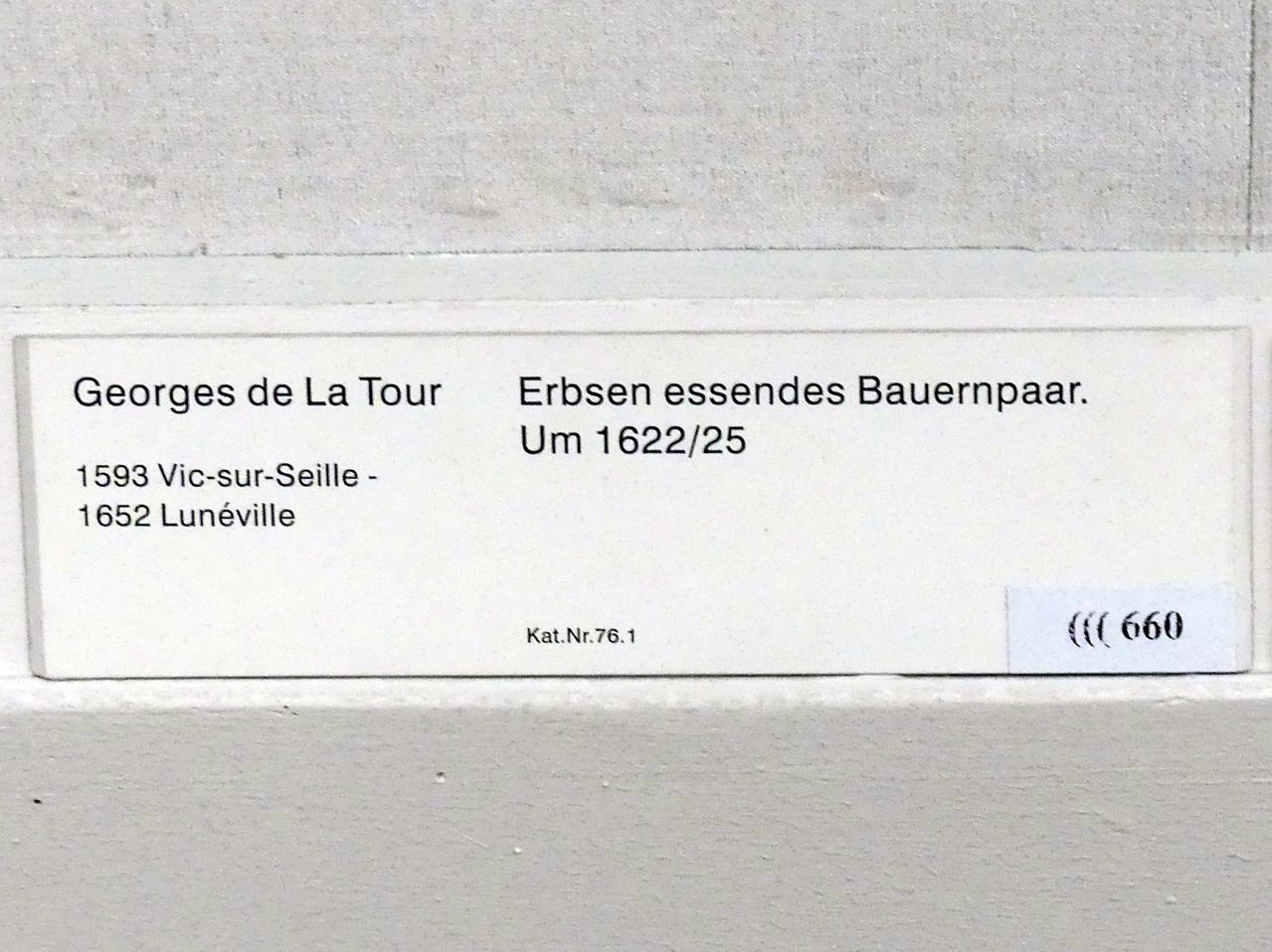 Georges de la Tour (1623–1649), Erbsen essendes Bauernpaar, Berlin, Gemäldegalerie ("Berliner Wunder"), Kabinett 26, um 1622–1625, Bild 2/2